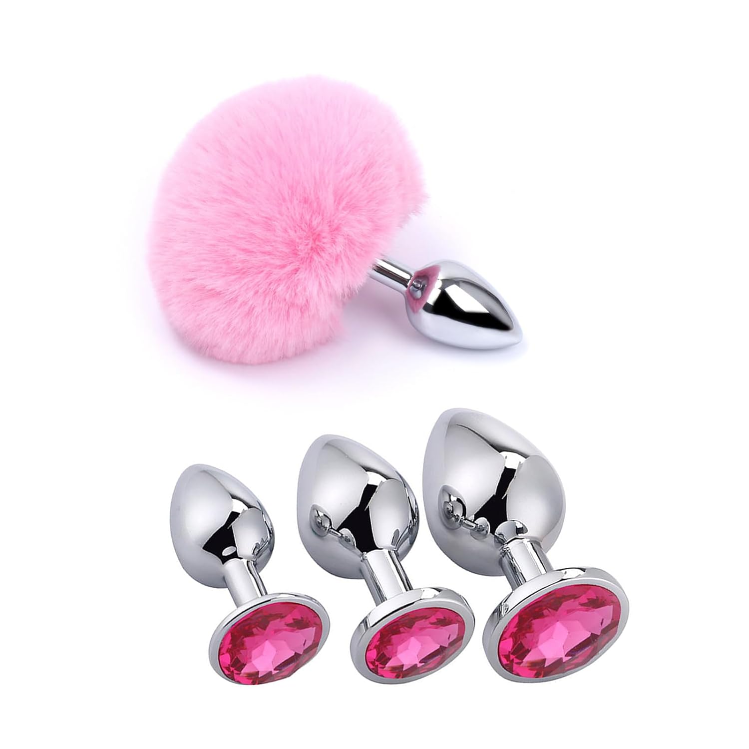 Anal Plug Sex Toys Games for Women 4 PCS Stainless Steel Butt Plug Fox Tail Butt Plugs Trainer