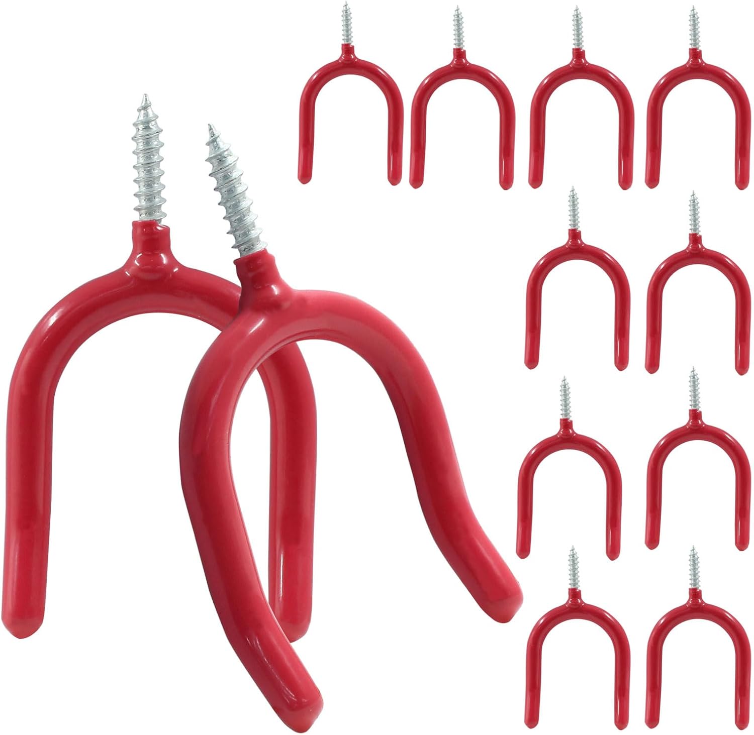 12 Pack Screw in U Hooks, Black U Shaped Shovel Holder Wall Mount, U Hook Screw for Hanging Garage, Garden, Yard Tools