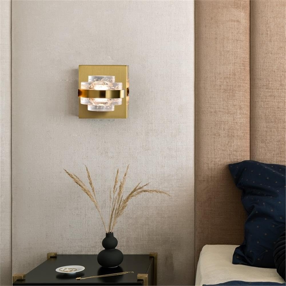 Pemberly Row 6" ETL Certified Integrated LED Wall Sconce, Antique Brass Finish, Acrylic Bubble Shade, Dimmable Ambient Lighting, 3000K Soft White, Aluminum Construction, Transitional Style for Dry
