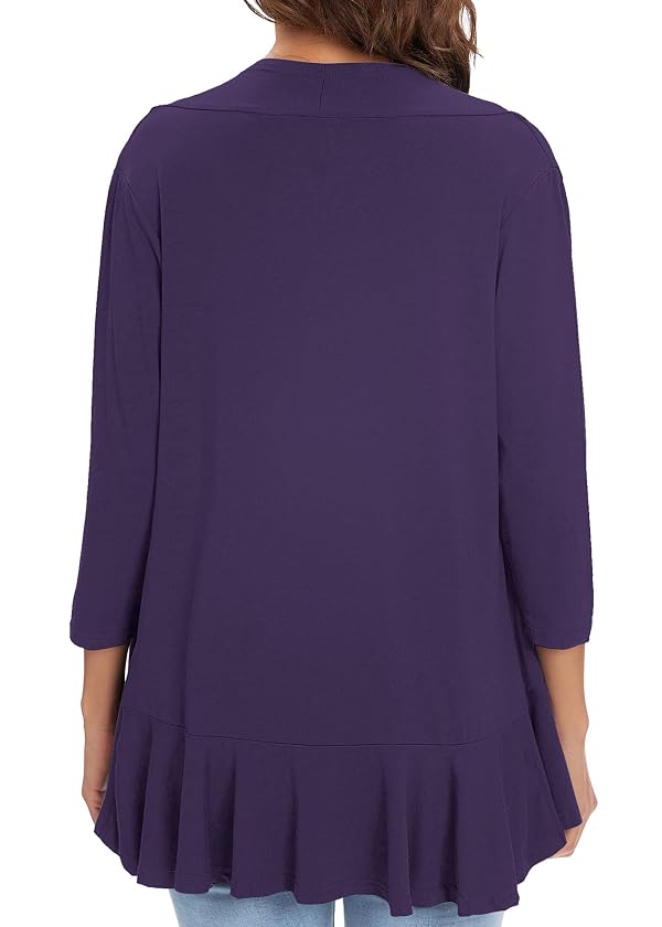 Urban CoCo Women's 3/4 Sleeve Casual Cardigans for Women Trendy Open Front Lightweight Cover Ups (Purple, 2XL) by Urban CoCo - Used condition - Image 5