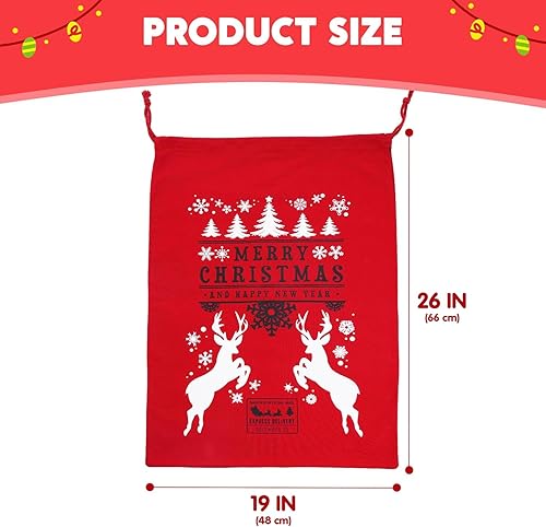 Miniatura 3 de JOYIN 3 paquetes de bolsas de Papá Noel, bolsa de regalo grande de lona de Navidad con cordón de 26 x 19 pulgadas para suministros de fiesta de día