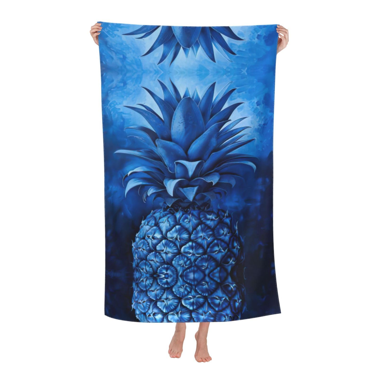 KPXXAQT Blue Pineapple Print Oversized Adult Beach Towel Quick-Dry Travel Swimming Camping Outdoor Adventures