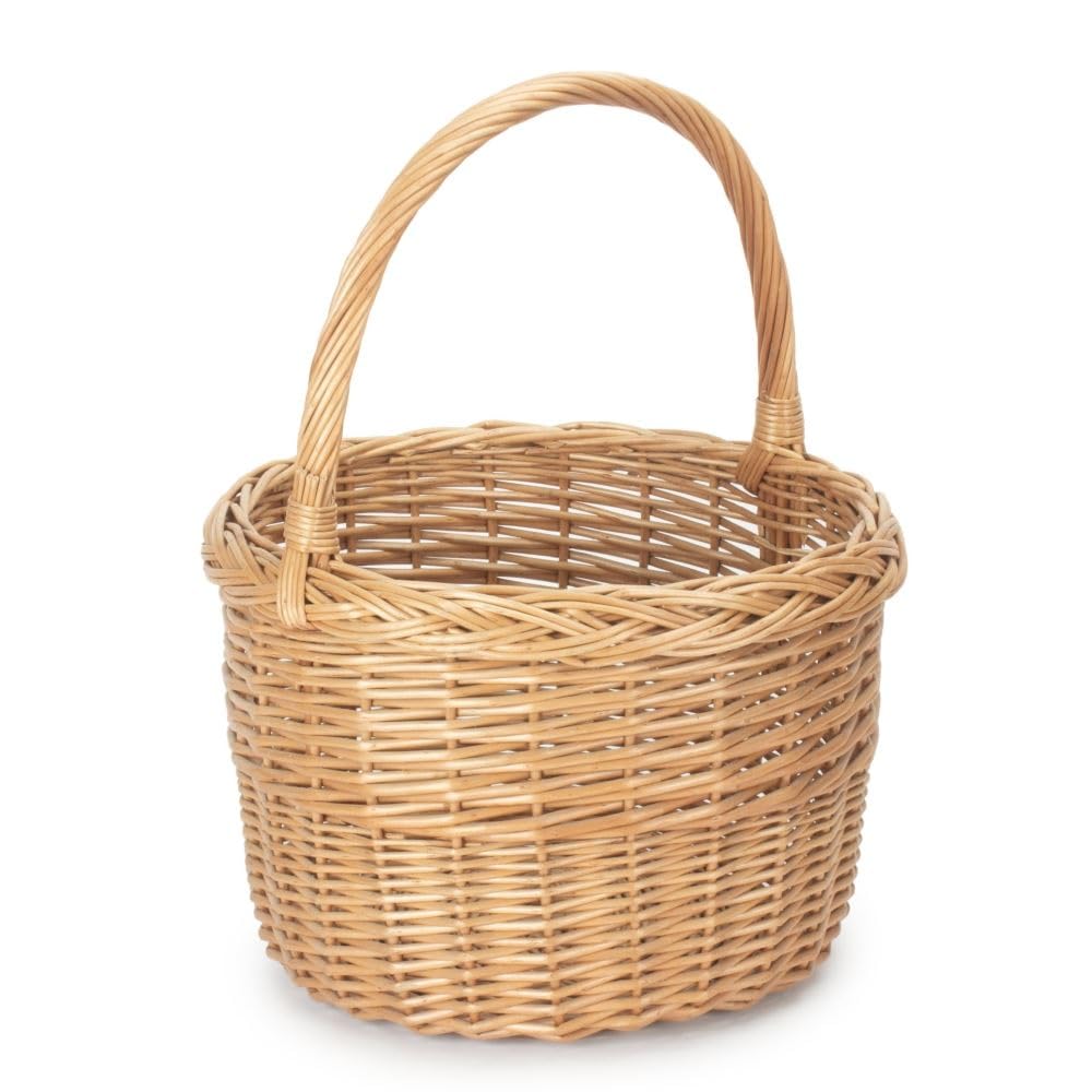 Red Hamper Light Steamed Wicker Round Orchard Shopping Basket Brown