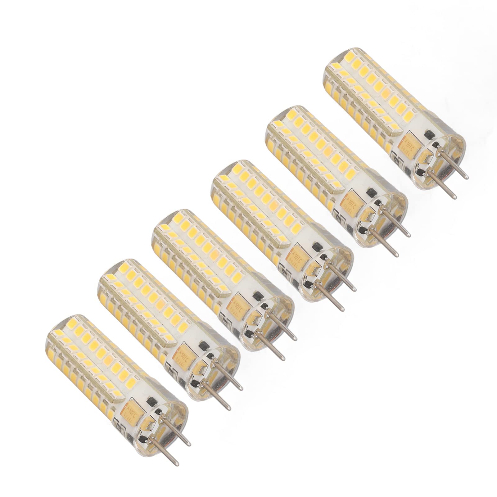 Fydun 6 Uds GY6.35 Bombilla LED 7W AC DC12V 700lm 72 LEDs 360 Grados Bombilla LED De Maíz Para Lámparas Colgantes Lámparas De Techo Luz Cálida (2700K 3000K) (Blanco Cálido