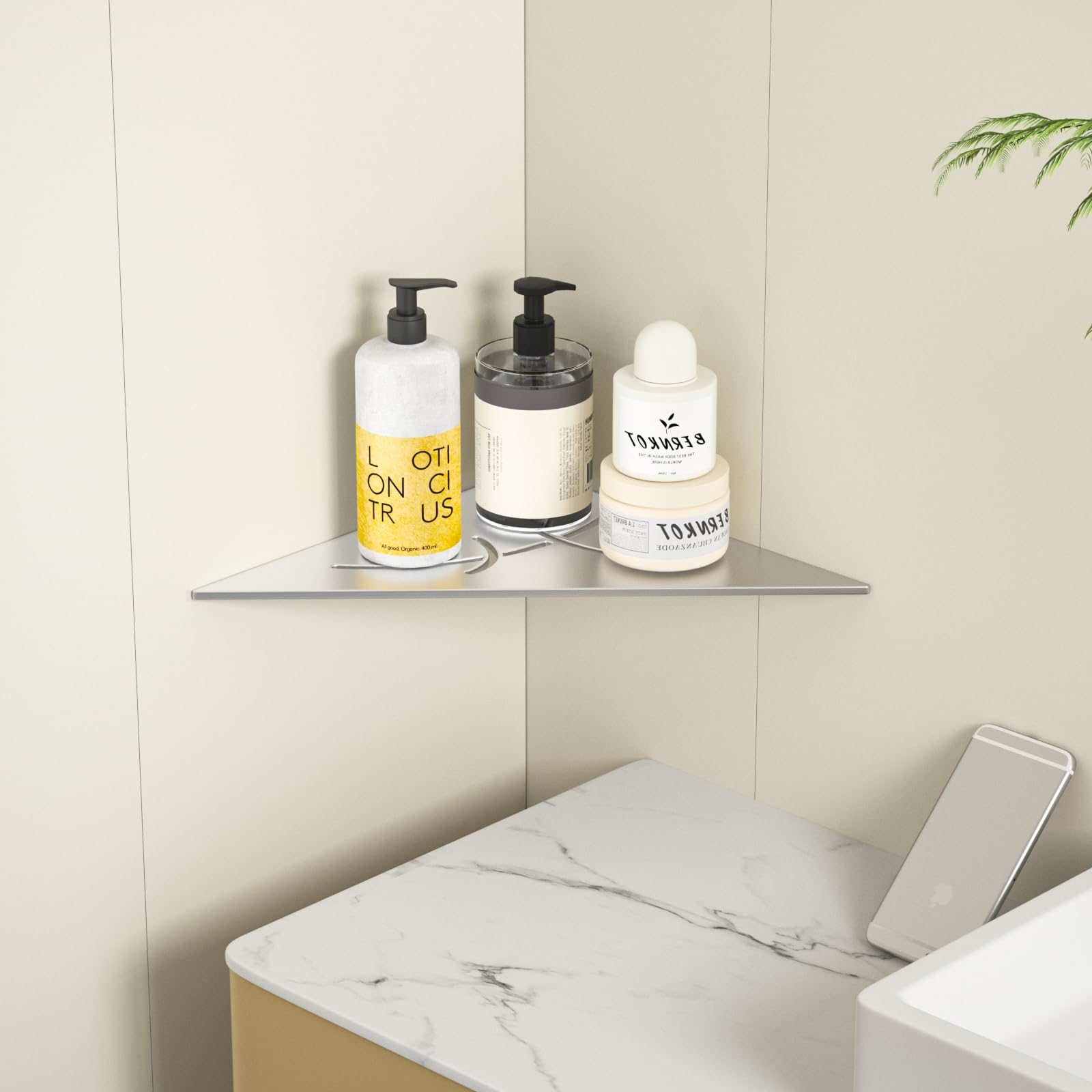 Estantería esquinera de ducha de acero inoxidable 304 con 3 mm de grosor, estantería de esquina empotrada de 254 mm, estantería de pared de azulejos, estantería triangular para almacenamiento