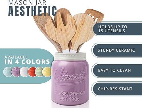 Miniatura 10 de Comfify - tarro organizador decorativo para utensilios de cocina con boca ancha cerámica resistente a las virutas apto para lavavajillas