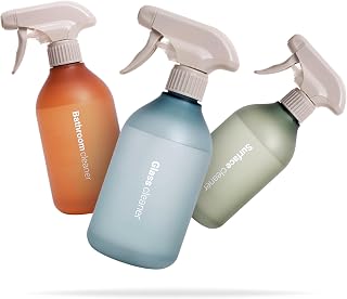 Vove Reusable Cleaner Bottles 3 Pack, 500ml Leakproof Trigger Sprayer | 500ml each, 100% recycled, Scandinavian design, reusable spray bottles for household cleaning