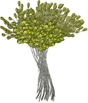 Taotenish 30PCS Artificial Flower Stem with Crystal Acrylic Beads Simulation Acrylic Bead Flower Branches for Wedding Home Party Decor - Green