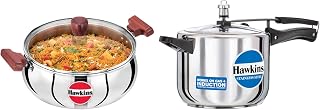 Hawkins 5 Litre Pressure Cooker, Stainless Steel Cooker, Induction Cooker - Inner Lid & 5 Litre Cook N Serve Handi With Gl Price In India