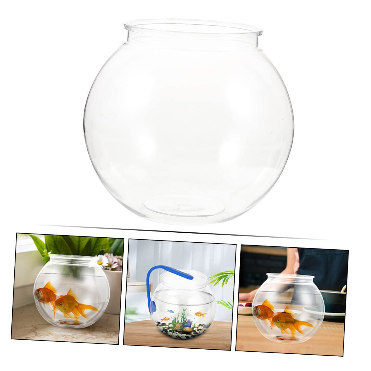 Housoutil Acuario Pequeño Transparente De Pecera Redonda Decorativa para Hogar y Oficina Tanque De Peces Dorados y Betta Decorativo y Resistente