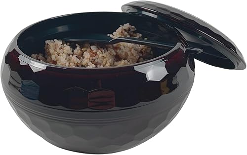 Miniatura 5 de JapanBargain 2076, cuenco japonés para servir arroz con tapa y cuchara de arroz, 3-4 porciones, fabricado en Japón