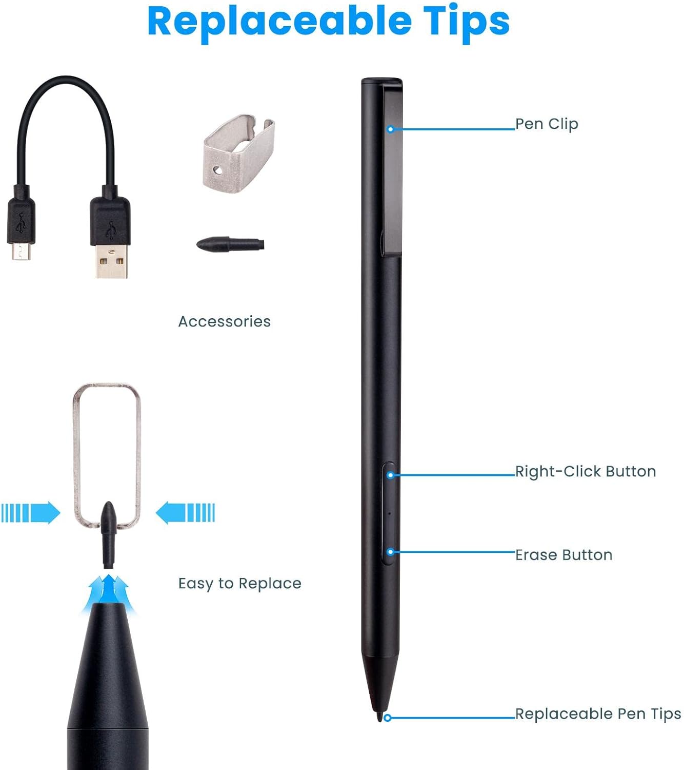 BoxWave Stylus Pen Compatible with Acer Switch 5 (SW512-52) - ActiveStudio Active Stylus 2019, Electronic Stylus with Ultra Fine Tip - Jet Black