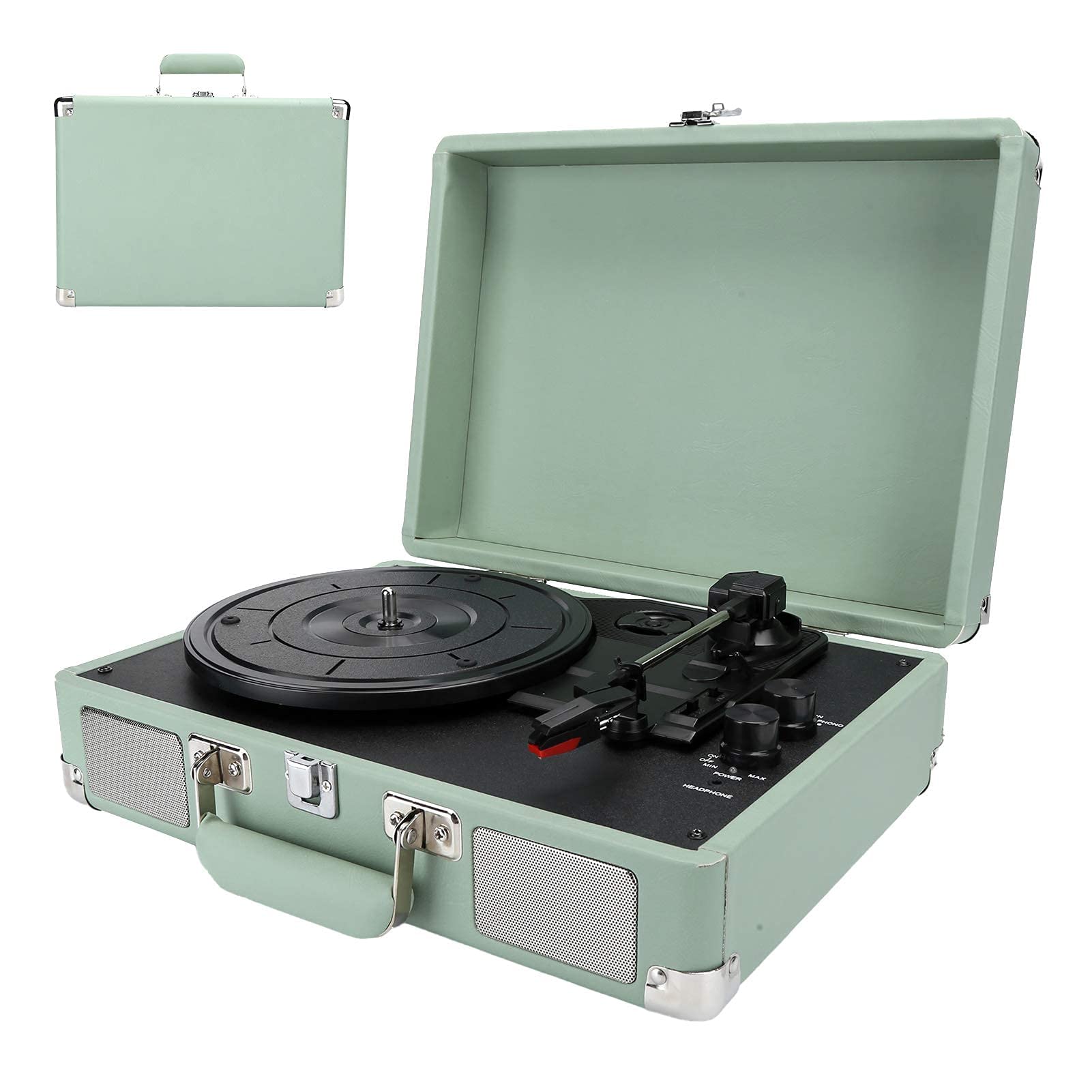 Giradischi in Vinile, Giradischi Portatile Vintage con Giradischi Bluetooth, 33/45/78 Giri, Altoparlanti Stereo integrati, Supporto 100/u2011, Dischi in Vinile da 7/10/12 Pollici
