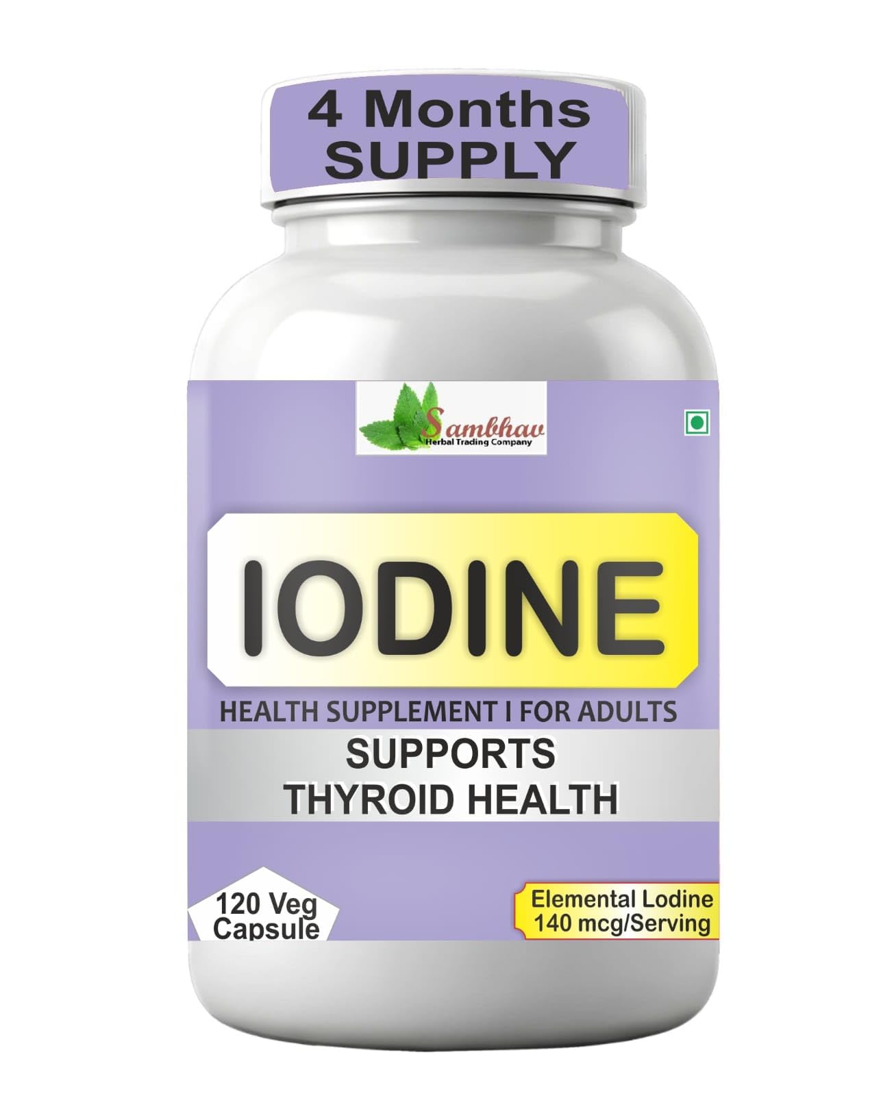Iodine Health Supplement | 140 mcg Elemental Iodine per Serving | Supports Thyroid Health | 120 Veg Capsules-image-6