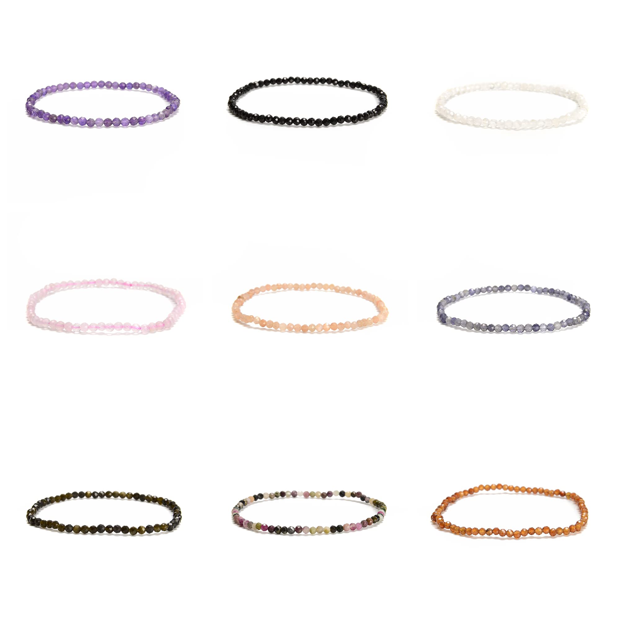 JM Design Gold Sandstone Faceted Round Beads Beaded Bracelet Size 3mm 7.5'' Length