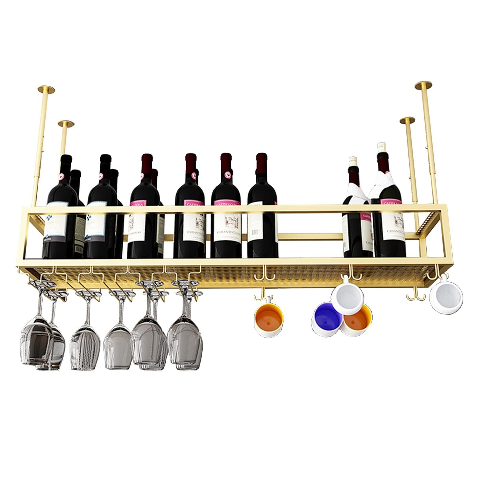 Porte-bouteille de vin suspendu DASHADAO en or avec support de verre à pied pour bar