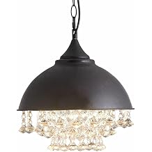 Industrial Crystal Pendant Lamp Wrought Iron Vintage Retro Pendant Light Rustic Hanging LightMetal Hanging Ceiling Light Chandelier for Kitchen Island Bar Cafe Loft
