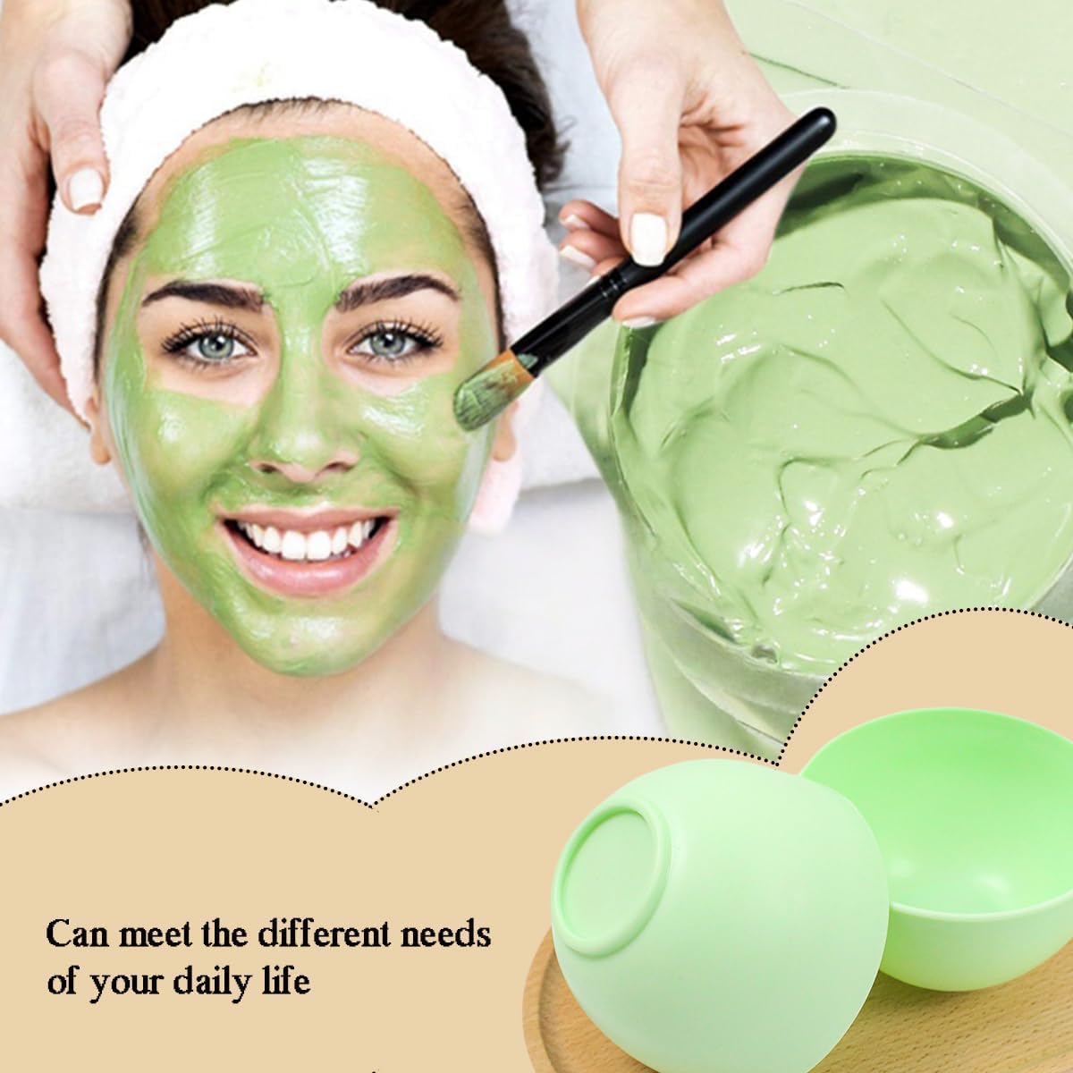 Silicone Face Mask Mixing Bowls, Green 6 Pack, for Hair Color image 3