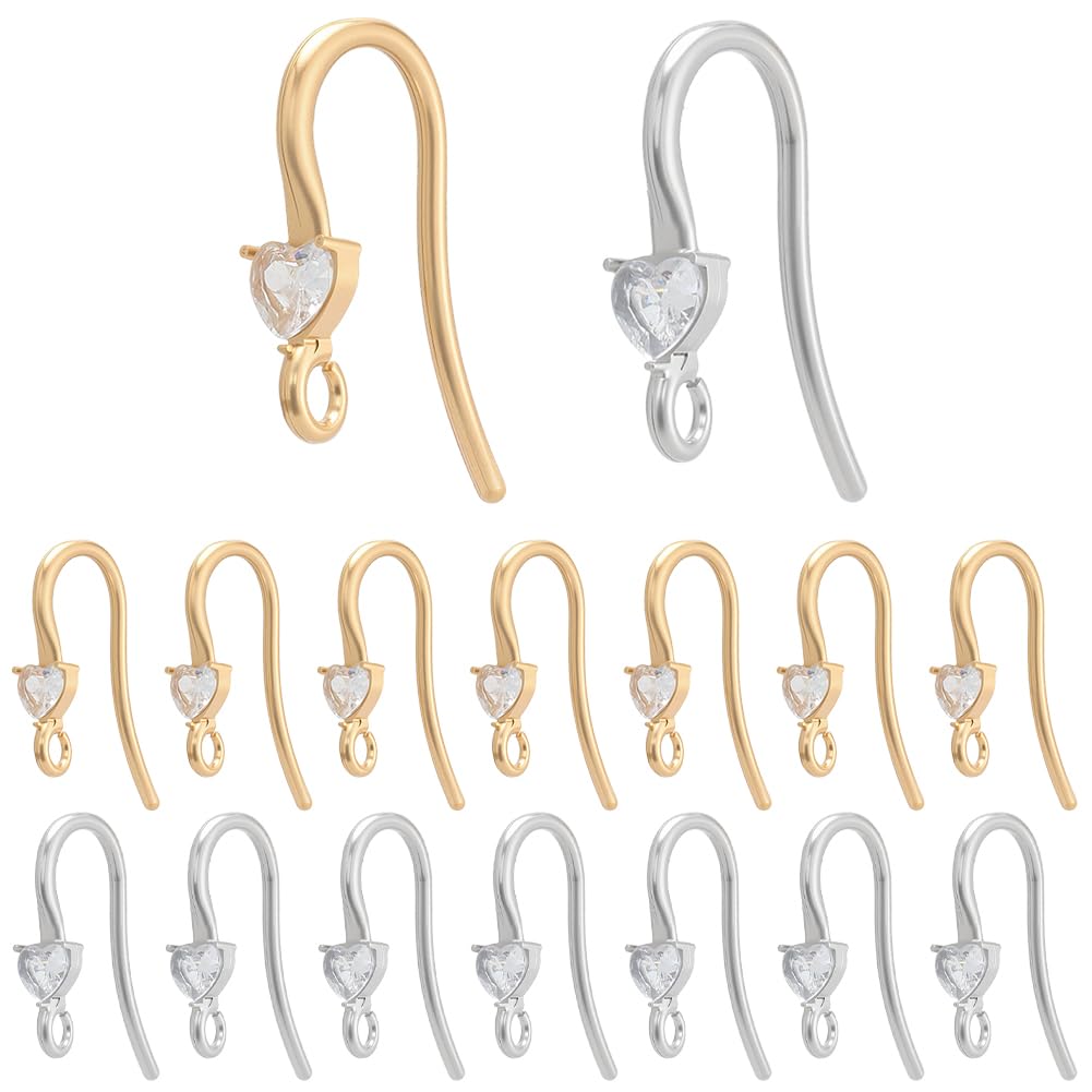 Crochets boucles d'oreilles cœur plaqué or 18k pour fabriquer un cadeau unique