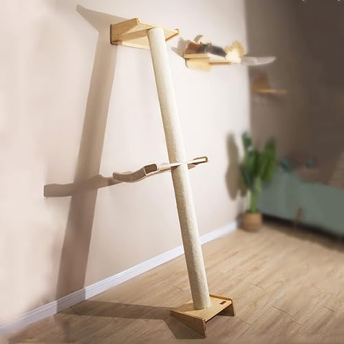 Miniatura 8 de Alfombra moderna de pared inclinada de 78.7 pulgadas de alto, torre de árbol para gatos, pilar rascador con cama para gatos, hamaca perca, poste de