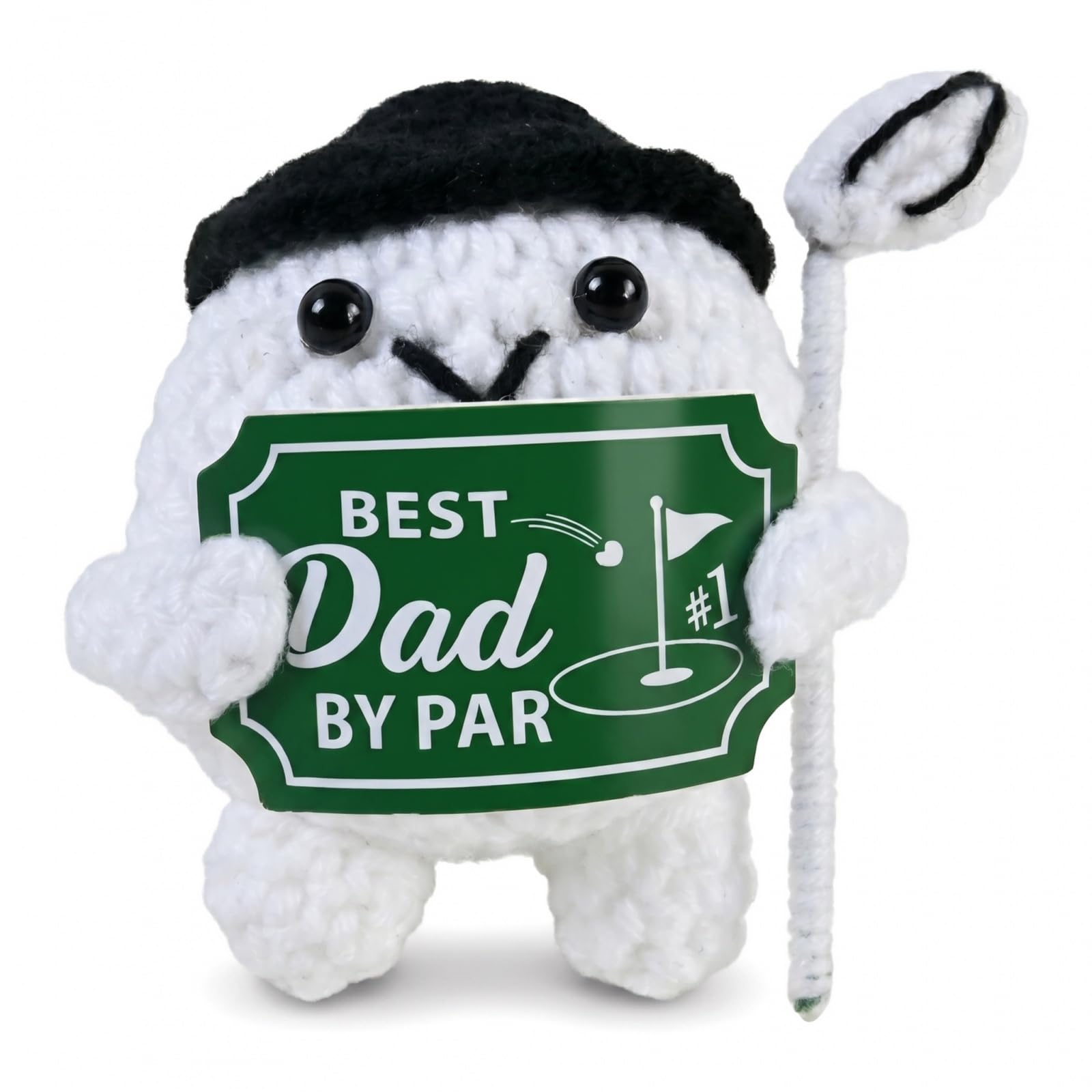 Solvio Handmade Knitted Golf Ball Plush Toy, Funny Crochet Golf Gifts for Men Dad, Positive Motivational Stress Relief Desk Decor Accessories, Best Birthday Father's Day Present