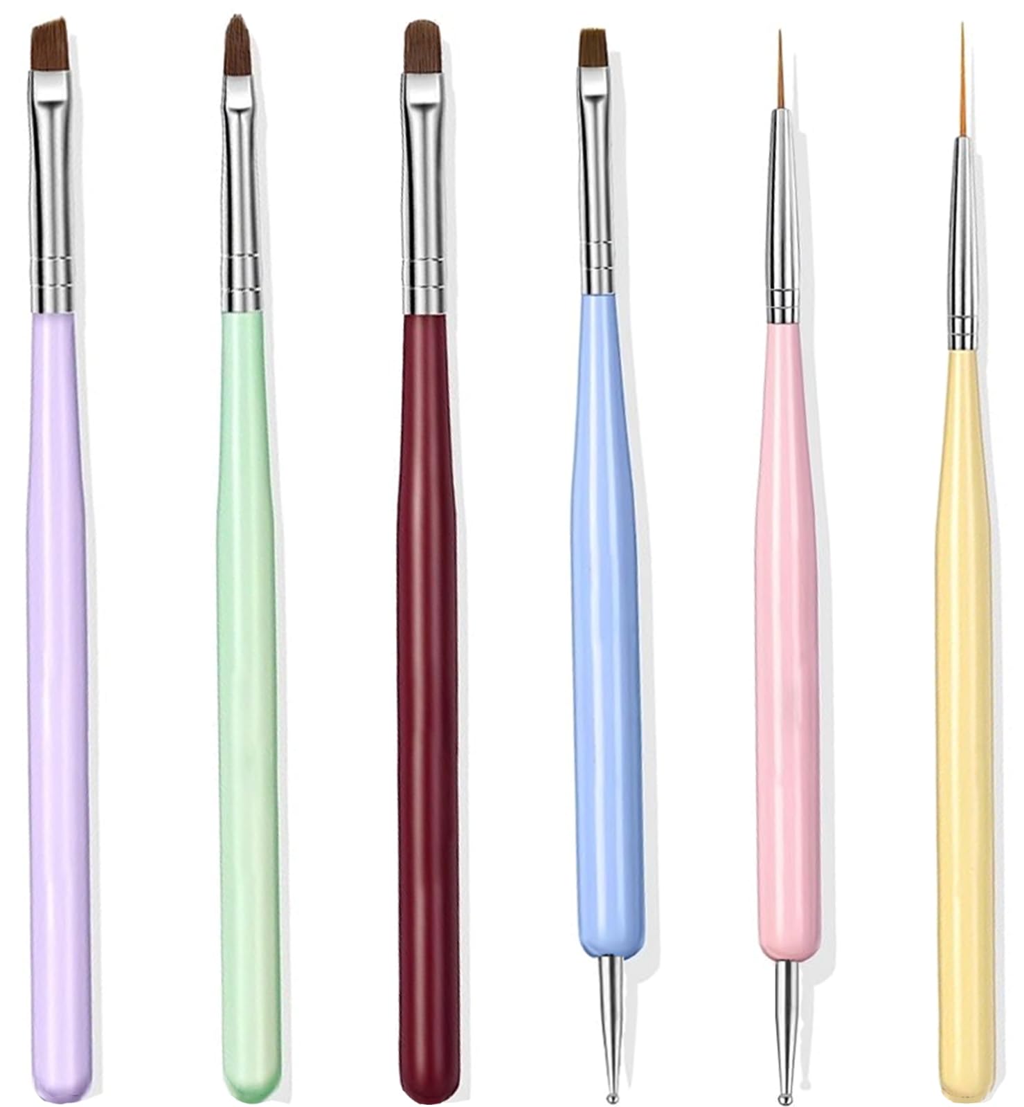 7PCS Nail Art Brushes Nail Design Painting Brush Set with Nail Polish Brush Nail Liner Brush Nail Extension