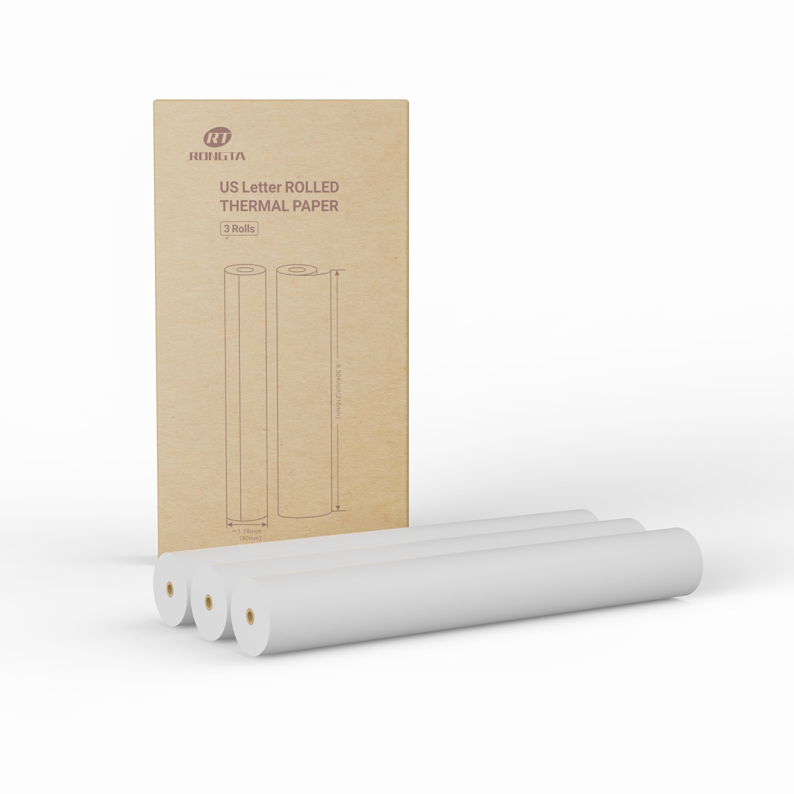 Rongta Thermal Printer Paper 8.5''x11'' US Letter Size, Thermal Paper Roll and Single Sheet, Advanced Clear Printing, Compatible with Other Thermal Printers (3 rolls)
