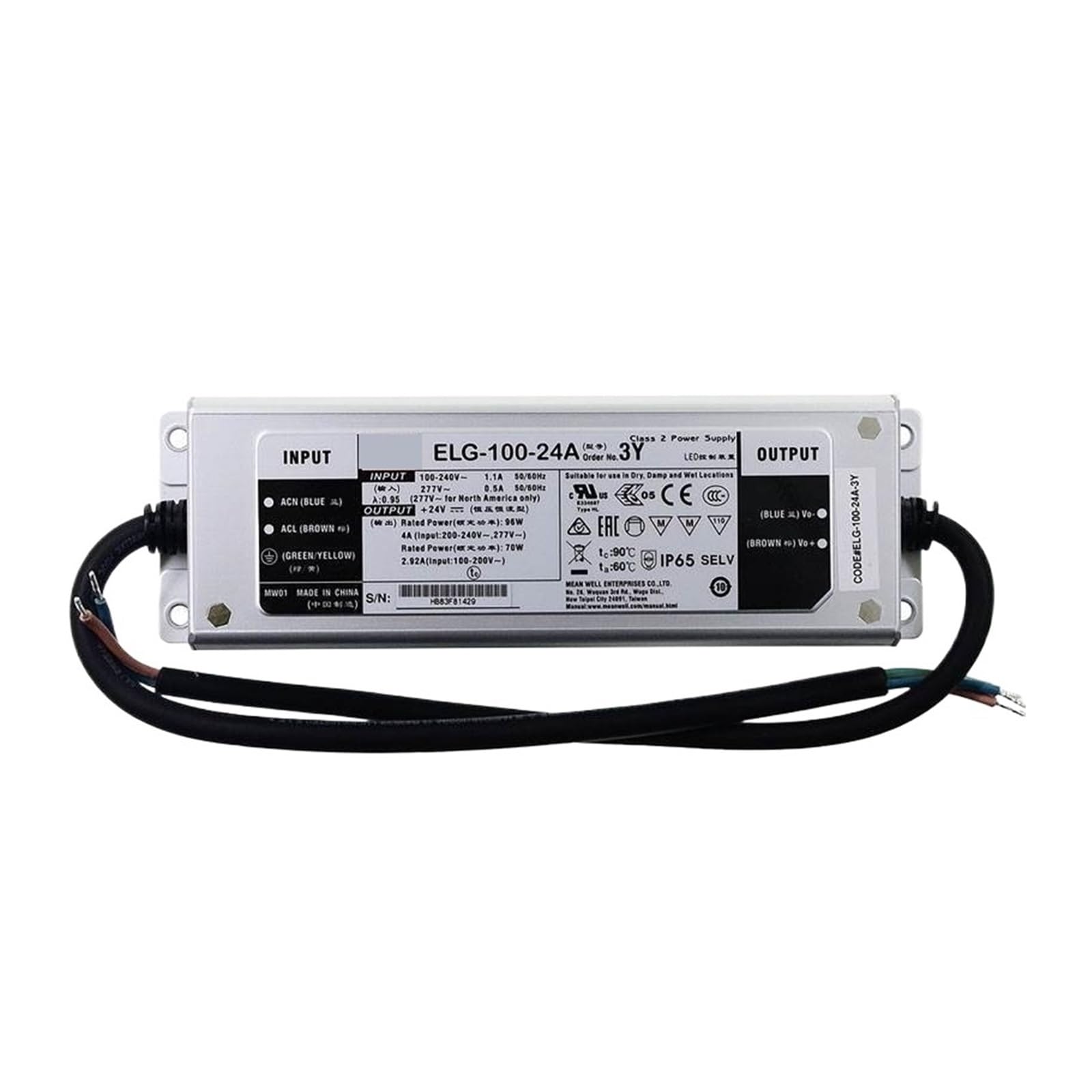 HYUJNAFZR ELG-100-24A-3Y ELG-100-24B-3Y ELG-100-24-3Y ELG-100-36A-3Y ELG-100-48A-3Y ELG-100-48B-3Y Waterproof Power Supply(ELG-100-24B-3Y)