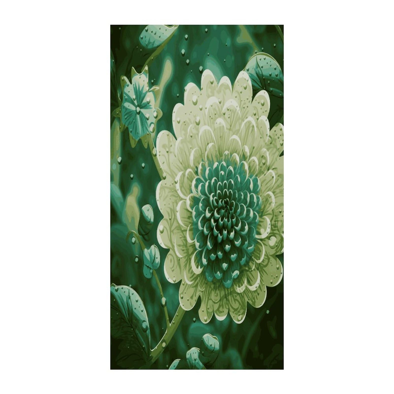 Fekiloot Style Green Flower Door Curtain Room Divider Curtains