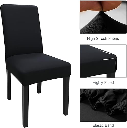 Miniatura 4 de Keyroal Juego de 8 fundas para sillas de comedor, elásticas de color sólido, fundas protectoras para sillas Parsons, de elastano, extraíbles y