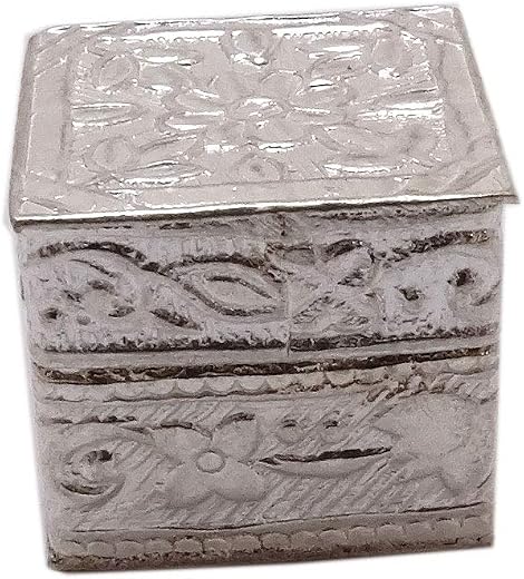 Sahiba Gems Pure Silver Designer Sindoor Dabbi, Pooja Items for Home, Silver KumKum Box Spiritual Gift Item ~ Small Size ...