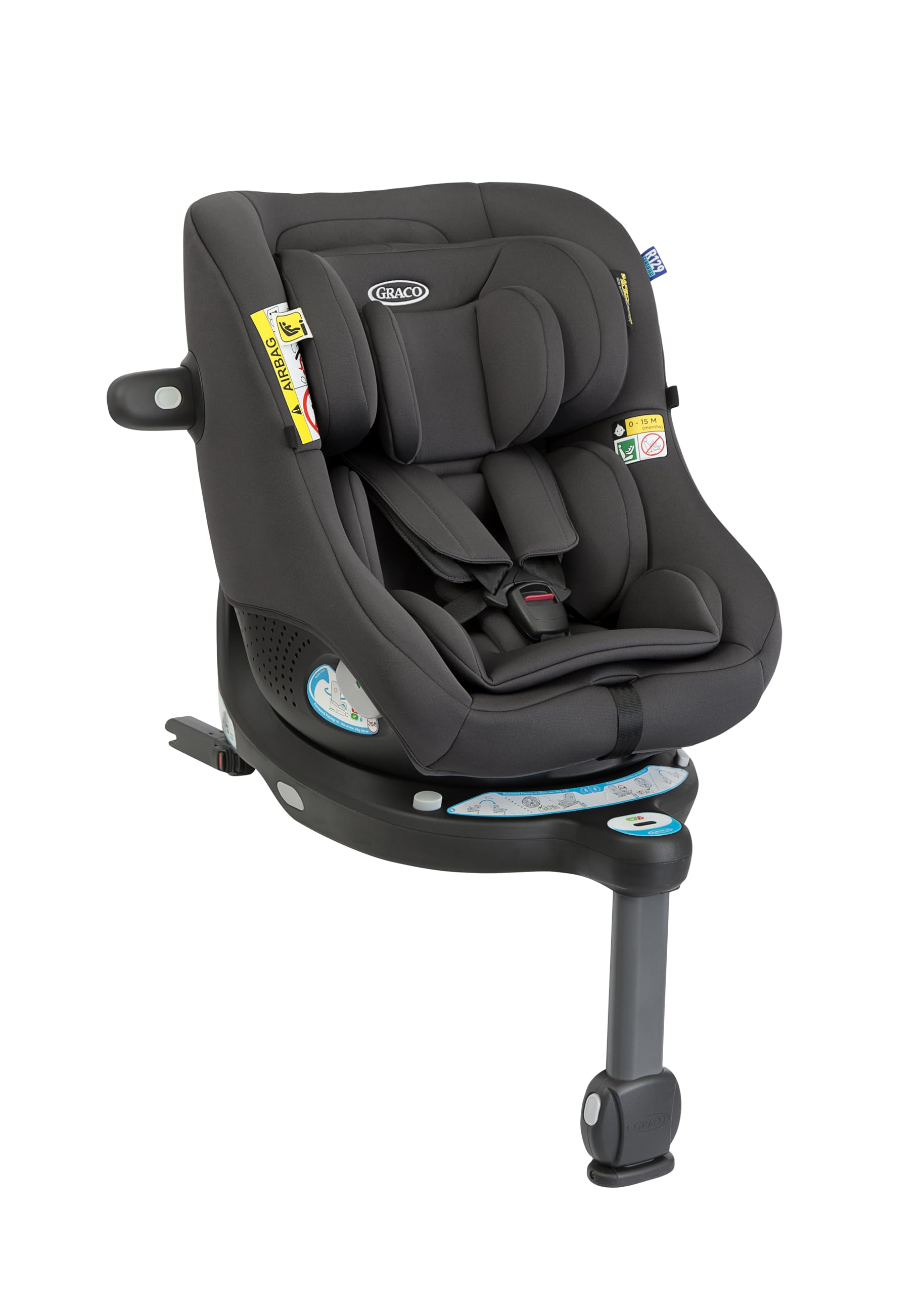 Graco - Turn2Me™ DLX i-Size R129 Silla de coche giratoria 360° con ISOFIX, de 40 a 105 cm (desde el nacimiento hasta los 4 años aprox.), color Iron