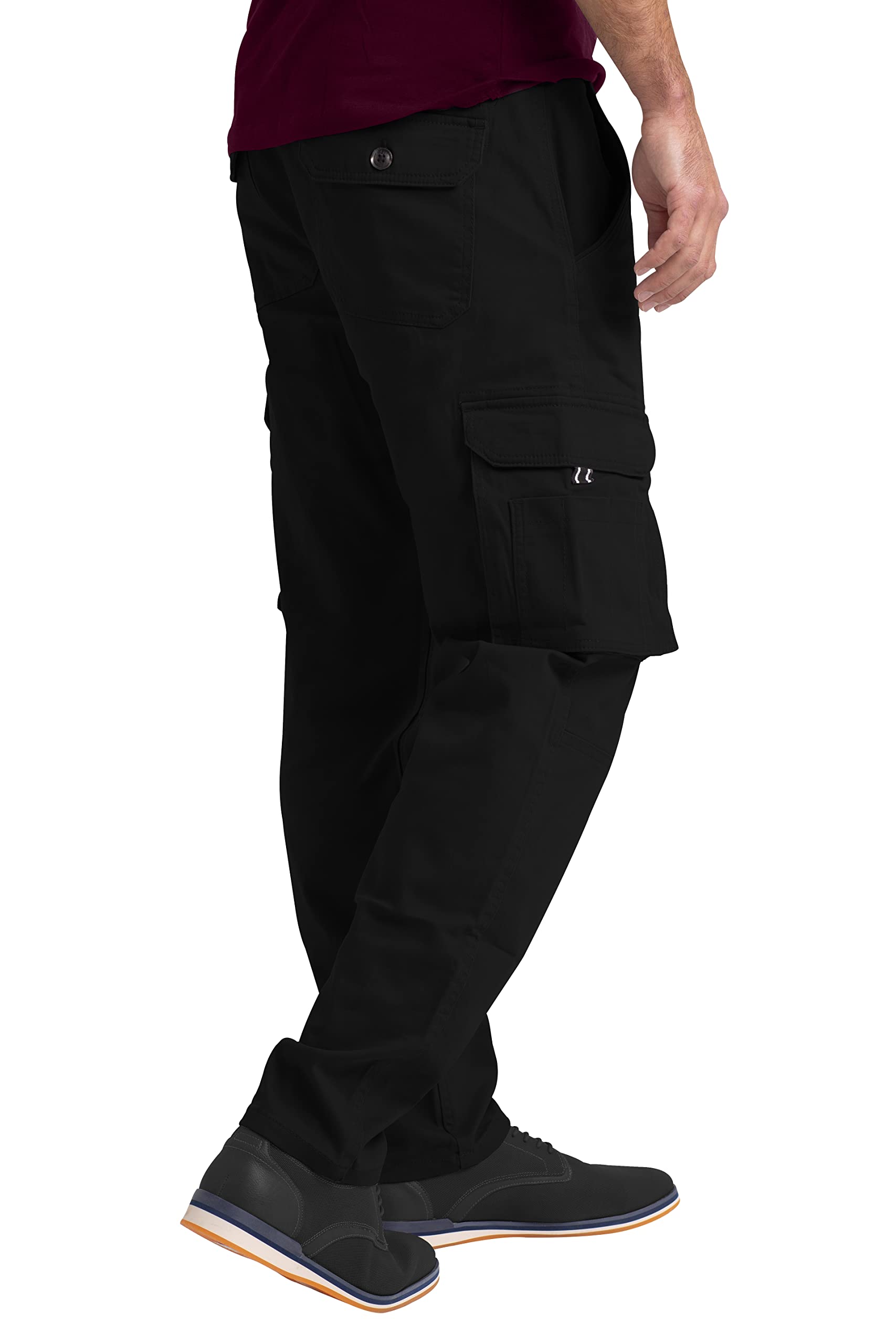 westAce Mens Cargo Pants Stretch Flex Heavy Duty 12 Pockets Outdoor Hiking Relaxed Fit Essentials Wild Work Utility Pants Size 32W-44W (Black, 34W x 32L)