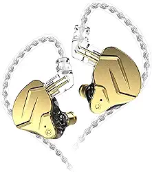 Fones de ouvido KZ ZSN Prox in Ear Buds Yinyoo híbrido dinâmico acionador equilibrado armadura fones de ouvido fones de ouvido Dual Driver 1DD 1BA som estéreo profundo ergonômico confortável fones de ouvido (sem microfone, dourado)