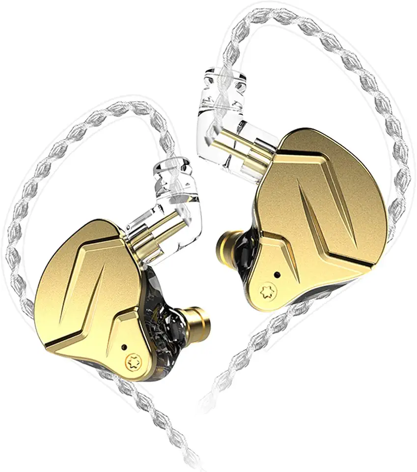 Fones de ouvido KZ ZSN Prox in Ear Buds Yinyoo híbrido dinâmico acionador equilibrado armadura fones de ouvido fones de ouvido Dual Driver 1DD 1BA som estéreo profundo ergonômico confortável fones de ouvido (sem microfone, dourado)