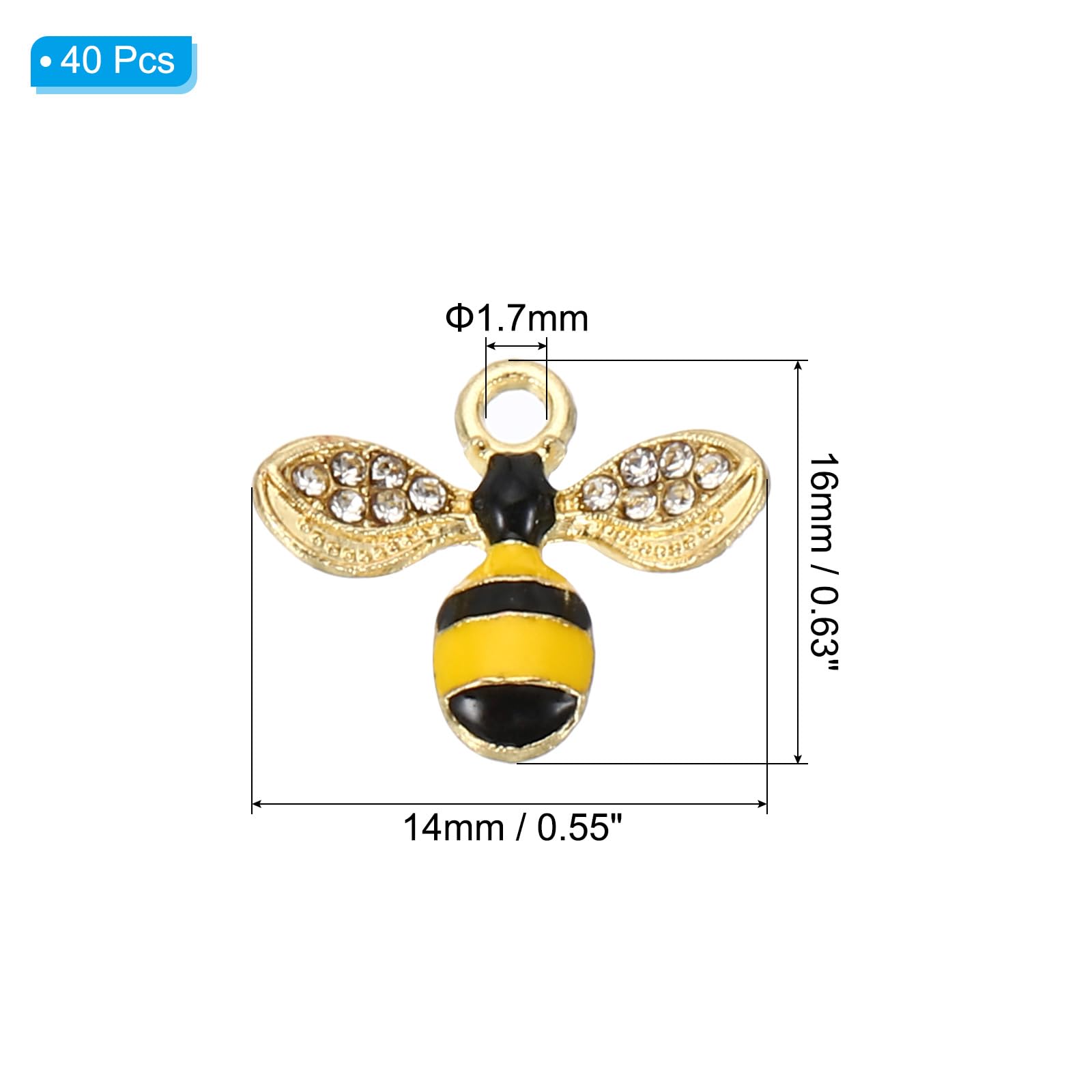 PATIKIL 40pcs Bees Charm, Bees Charm Pendants Enamel Small Bulk Resin Alloy Rhinestone for Making s s Gift Black Yellow - Image 2
