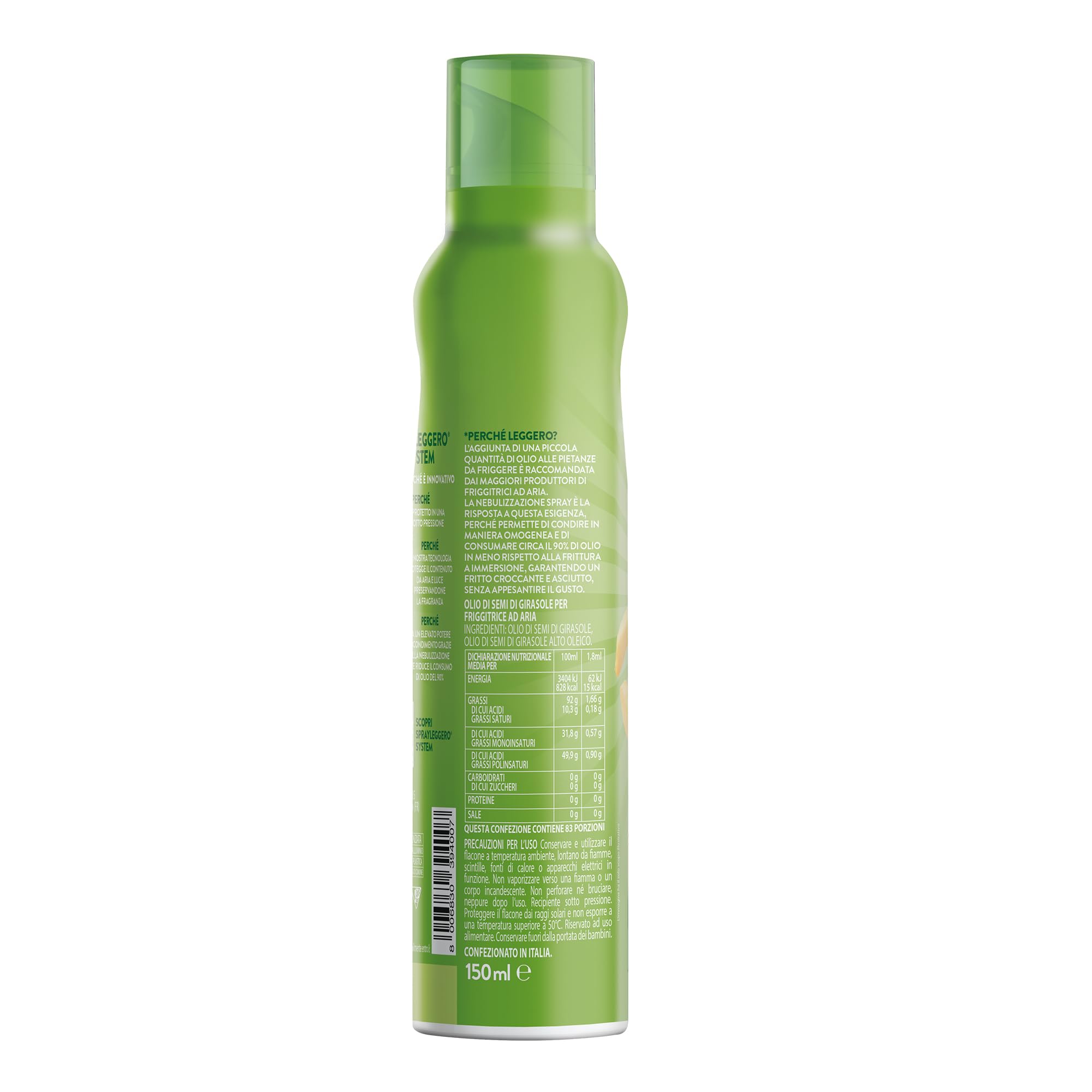 Olidì, 3X150 ml, Olio Spray per Friggitrice ad Aria, Spray da Cucina, Olio di Girasole Alto Oleico, Zero Sprechi e Dosi Precise, Nebulizzatore Olio