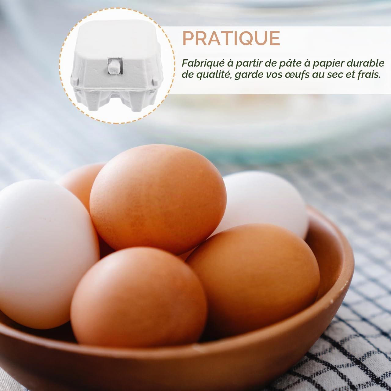 Zerodeko 50 Boîtes à Œufs en Carton Vide 4 Compartiments Boite en Pâte à Papier Recyclable pour Stockage Transport et Vente au Marché Fermier