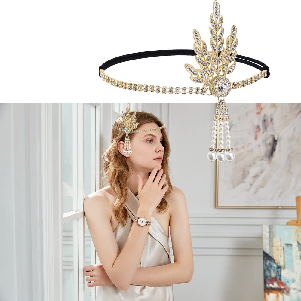 VIKSAUN Fascia per capelli da fiore bianco Coroncina da principessa in cristallo Accessori per capelli con perle di strass per donne e ragazze(bianca