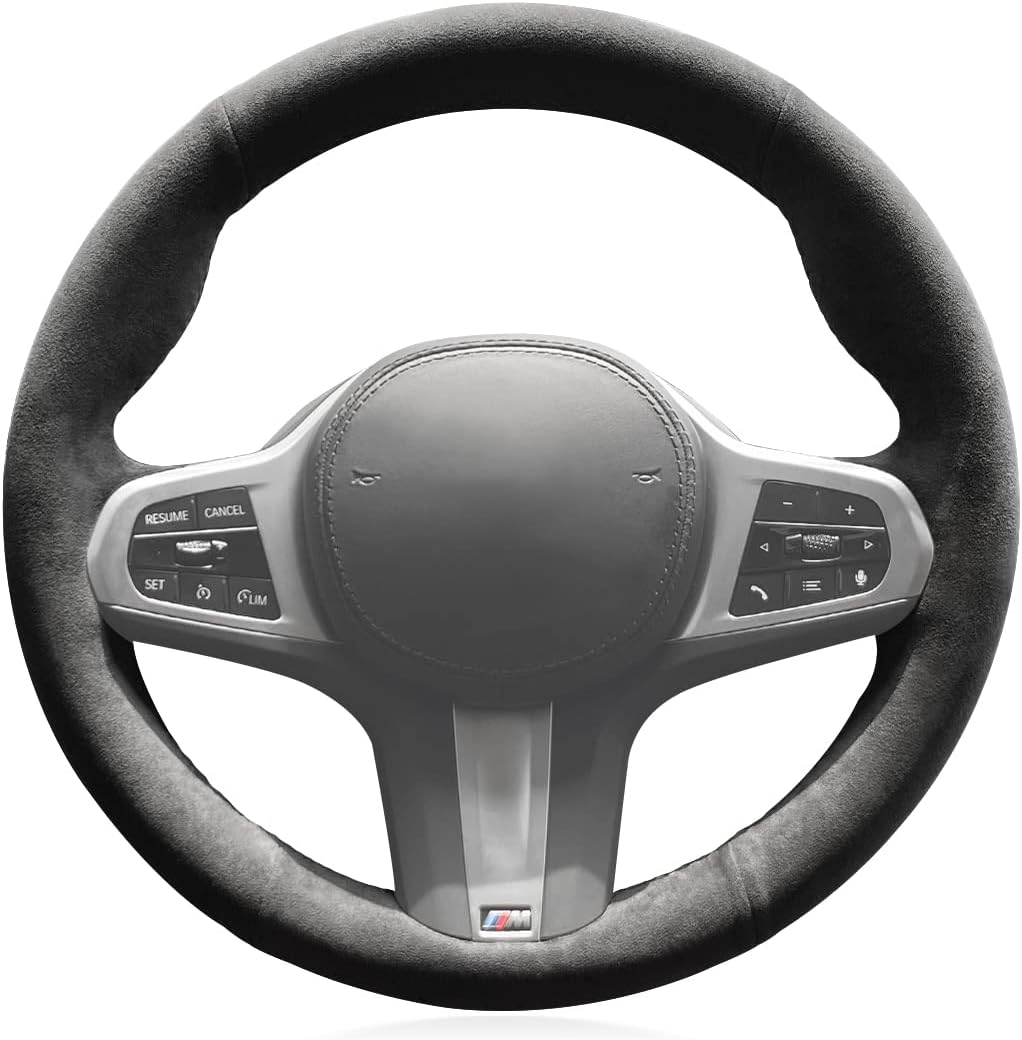 Amazon.com: MEWANT Hand Stitch Alcantara Steering Wheel Cover for BMW ...