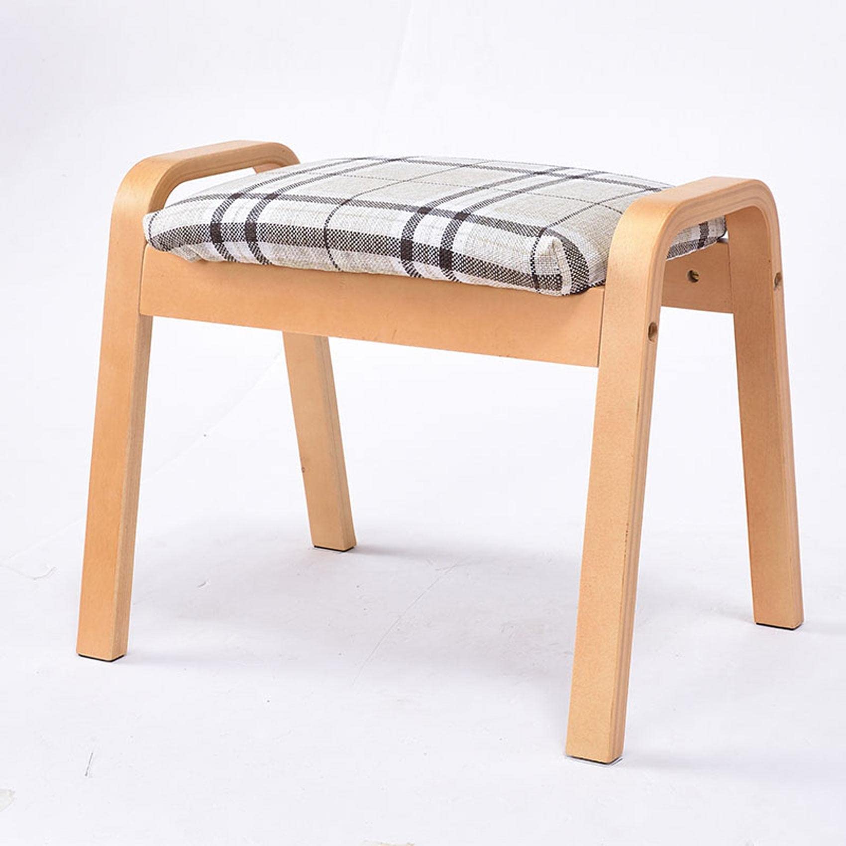 LMMIAOZ Linen Footstool for Living Room and Bedroom Small Square Foot Rest Stool for Shoe Changing Outdoor Footstool with Stripe Pattern 44.5X33X36CM