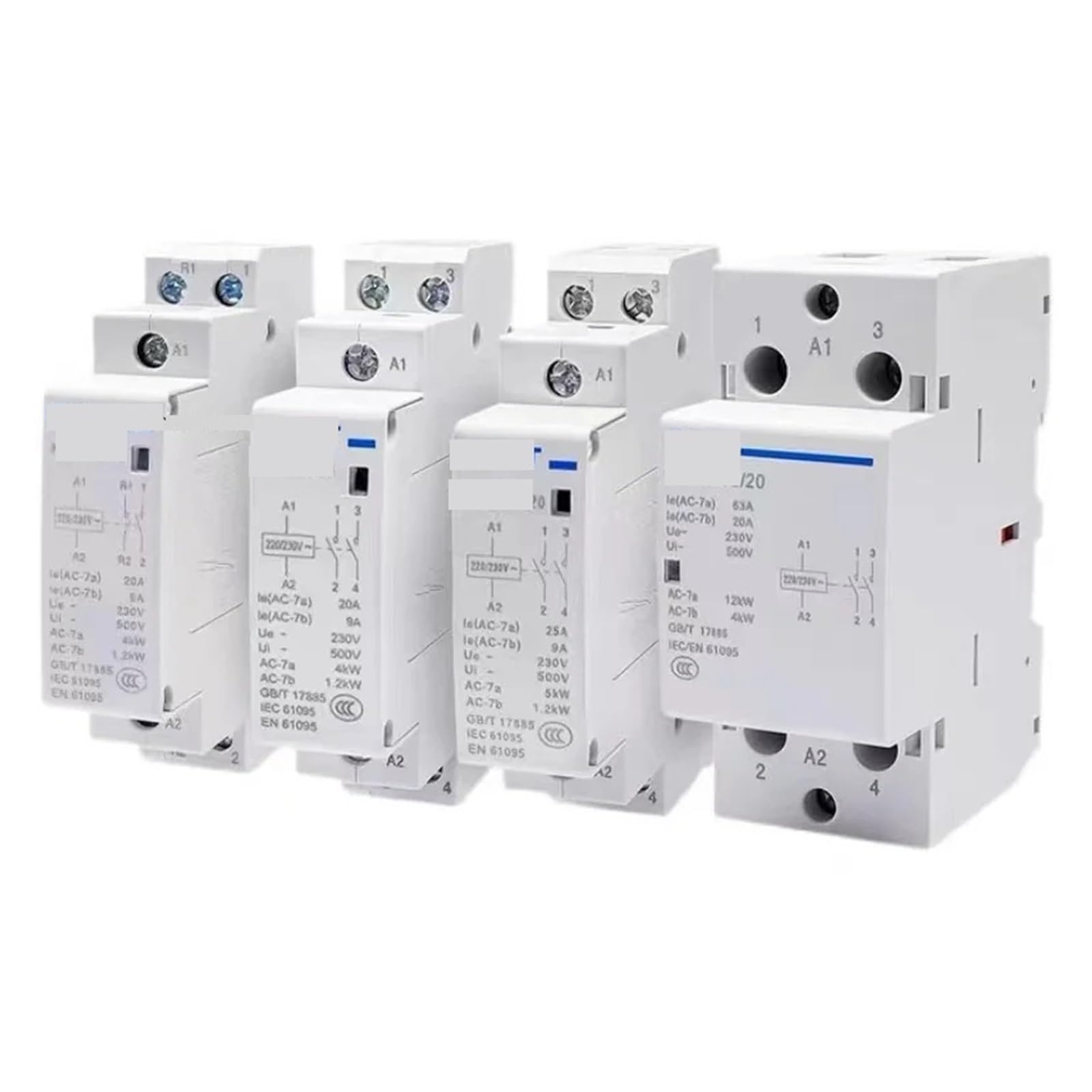 Mini contattore modulare for uso domestico CA, compatibile con CHINT, | NCH8-20A 25A 40A 63A 220V 230V 400V 1NO 1NC 2NO 2NC 4NO NCH8(NCH8-20A,2NO 2NC)