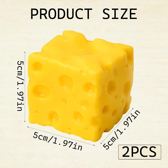 Cheese Squishy, Stress Relief and Focus Enhancement Tool, Soft Tactile Sensory for Adults, Compact Portable Design for Desk and Travel Use (2pcs)