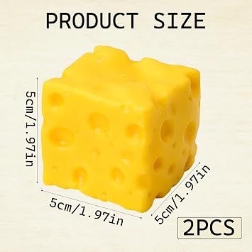 Cheese Squishy, Stress Relief and Focus Enhancement Tool, Soft Tactile Sensory for Adults, Compact Portable Design for Desk and Travel Use (2pcs)