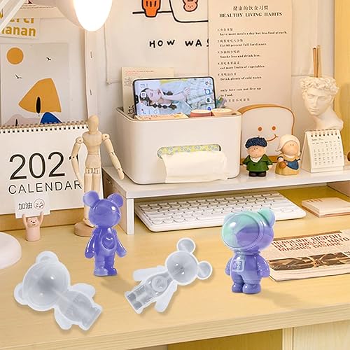 Miniatura 5 de Zayookey 2 moldes de resina de oso 3D para velas de animales de silicona, resina epoxi, molde de fundición para manualidades, colgante, llavero,