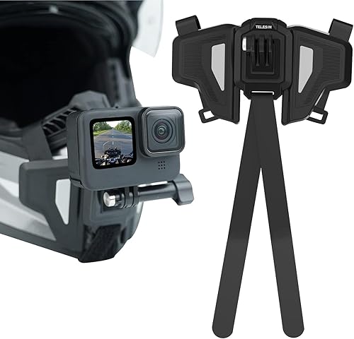 Soporte de barbilla para casco de motocicleta para GoPro, correa de cuerpo de abrazadera de garra adecuada para la mayoría de los cascos, accesorios