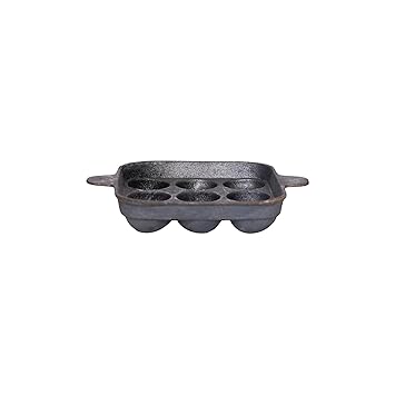 Cast Iron Preseasoned 9 Pits Paniyaram/Appe Pan/Paddu/Appam Maker/Chatti/Cavity/Ponganalu Maker