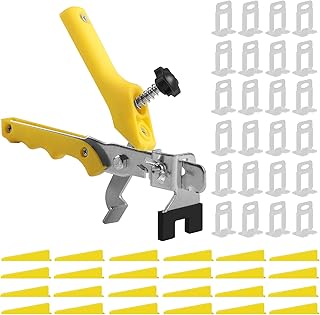 Tile Leveling System Kit, 2mm 1000pcs Tile Spacer Clips with 200pcs Reusable Wedges and 1 Tile Installation Pliers, Tile Leveling Tool Kit for Wall Floor Tile Leveling