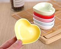 Vista 3 de WHJY Cuenco de Cerámica en Forma de Corazón Rojo de Amor, Cuenco de Platos Laterales de Porcelana Contemporánea, Platos Laterales de Condimentos