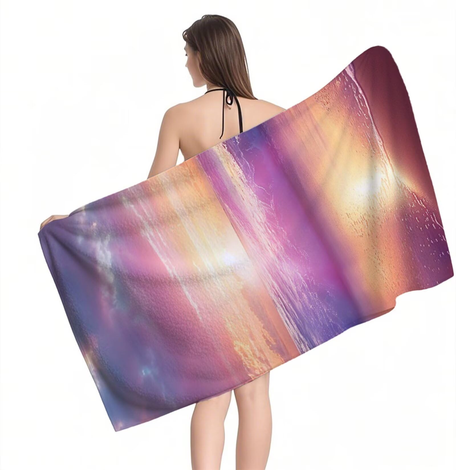 Duży ręcznik z mikrofibry XXL 220 x 100 cm ręcznik plażowy niebo zachód słońca ręczniki na siłownię szybkoschnące cienkie i kompaktowe ręczniki kąpielowe z torbą, ręcznik plażowy odporny na piasek dla